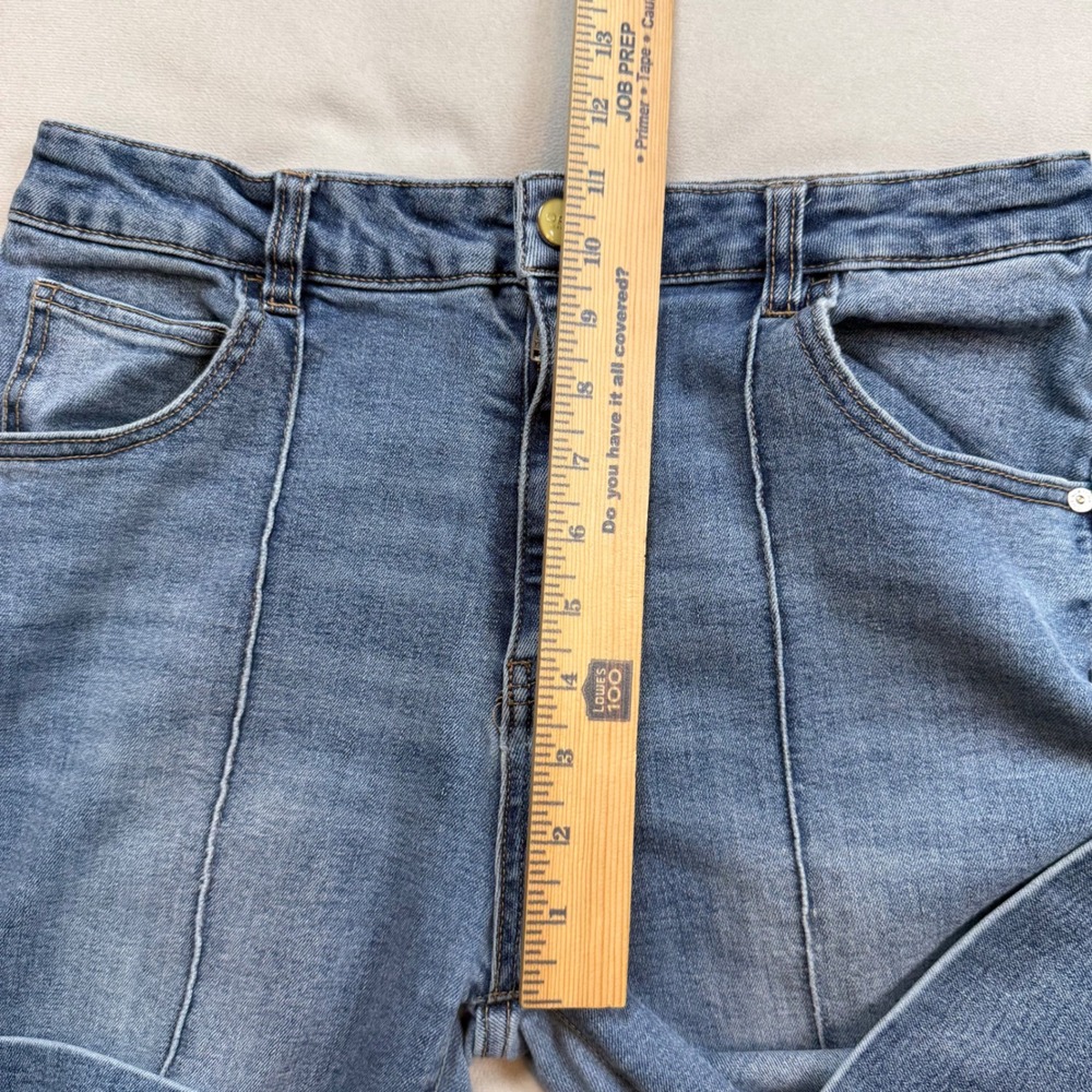 OAT New York Women Blue HIgh Rise Wide Leg Front Seam Jeans Size 12/31 PO156-C4 - Picture 6 of 9